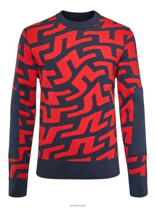 Men J.Lindeberg Bridge Swirl Red Swirl Sweater Clothing 8R622347