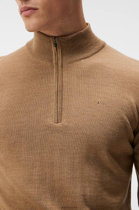 Men J.Lindeberg Chipmunk Kiyan Quarter Zip Sweater Clothing 8R62989