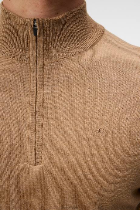 Men J.Lindeberg Chipmunk Kiyan Quarter Zip Sweater Clothing 8R62989