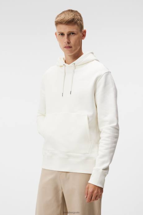 Men J.Lindeberg Cloud White Chip Hoodie Clothing 8R621025