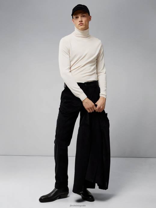 Men J.Lindeberg Cloud White Lyd Merino Turtleneck Sweater Clothing 8R622317