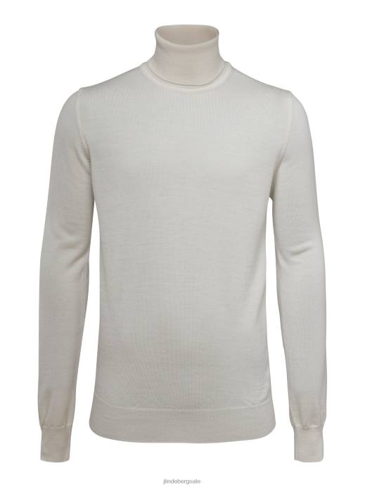Men J.Lindeberg Cloud White Lyd Merino Turtleneck Sweater Clothing 8R622317