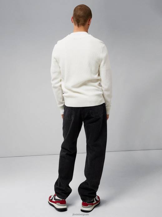 Men J.Lindeberg Cloud White Oliver Structure Sweater Clothing 8R622307