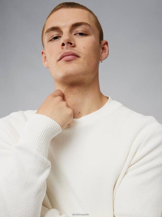 Men J.Lindeberg Cloud White Oliver Structure Sweater Clothing 8R622307