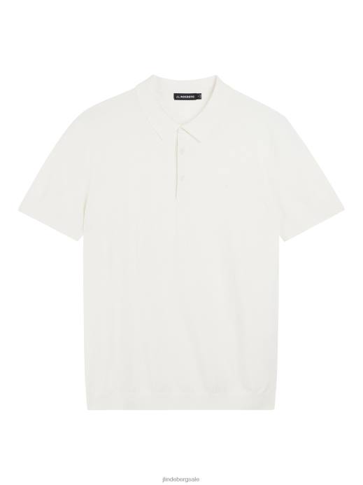 Men J.Lindeberg Cloud White Ridge Rayon Silk Polo Clothing 8R621062