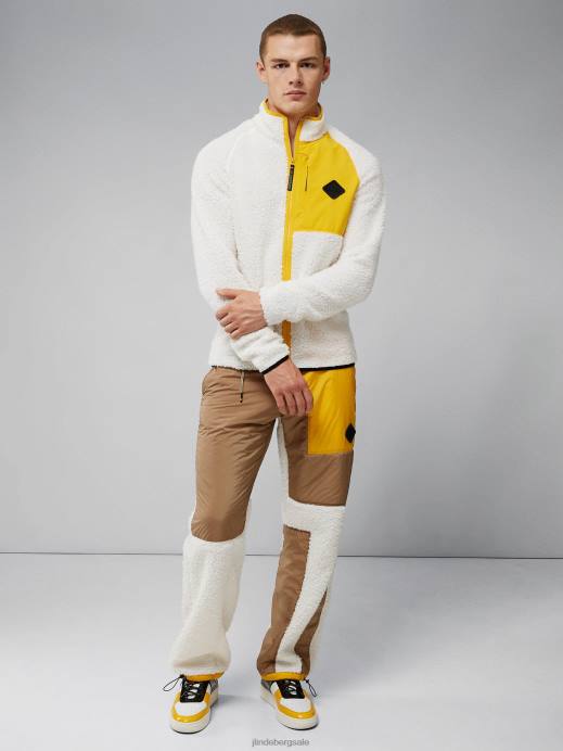 Men J.Lindeberg Cloud White Zeke Pile Mid Layer Clothing 8R622351