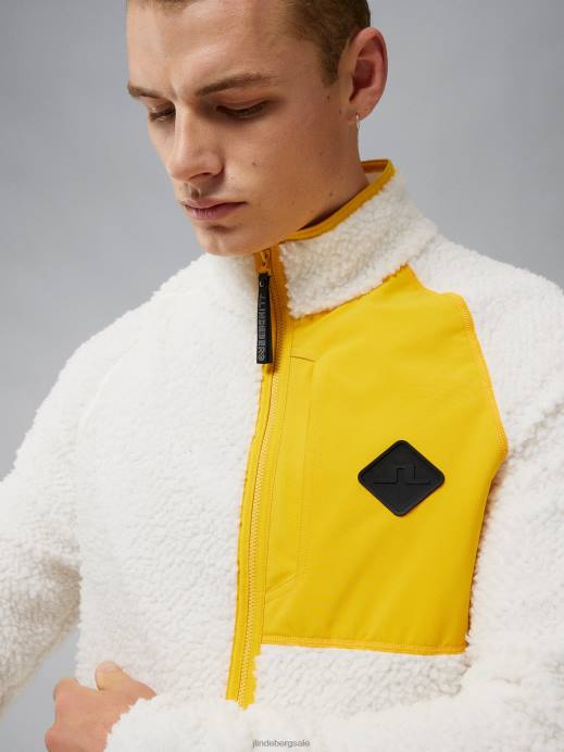 Men J.Lindeberg Cloud White Zeke Pile Mid Layer Clothing 8R622351