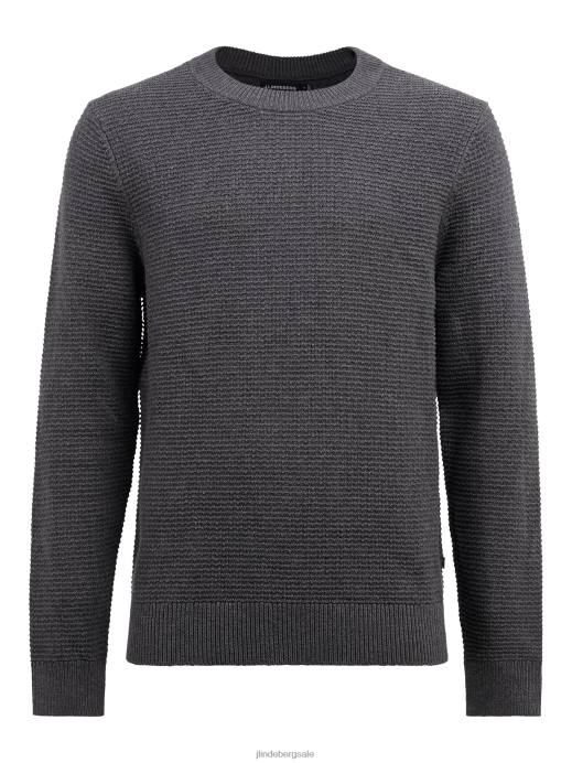 Men J.Lindeberg Dark Grey Melange Archer Structure Sweater Clothing 8R622364