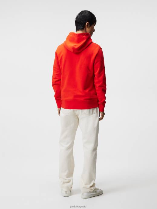 Men J.Lindeberg Fiery Red Chip Hoodie Clothing 8R621078