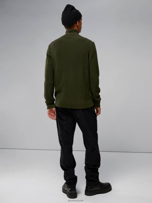Men J.Lindeberg Forest Green Beck Knitted Hybrid Jacket Clothing 8R622299