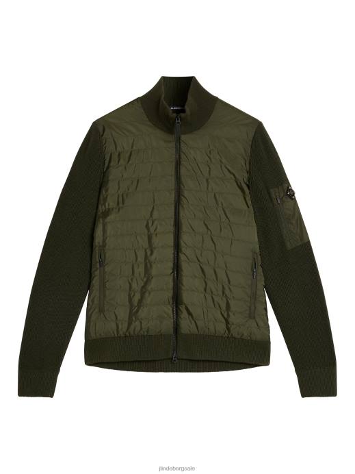 Men J.Lindeberg Forest Green Beck Knitted Hybrid Jacket Clothing 8R622299
