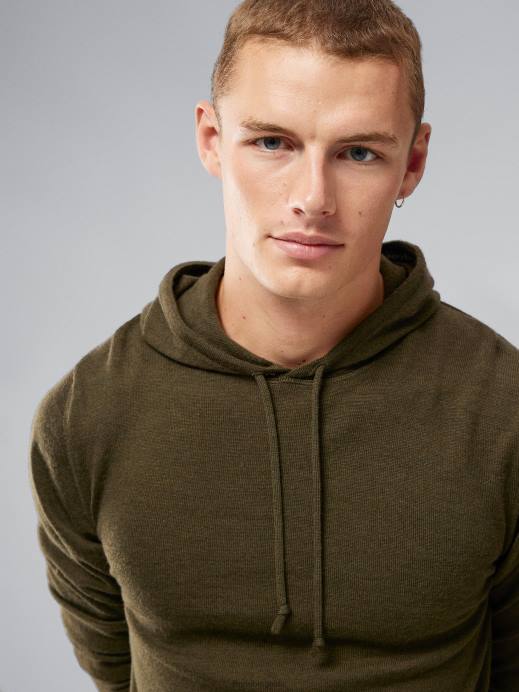 Men J.Lindeberg Forest Green Laurie Merino Hoodie Clothing 8R622312