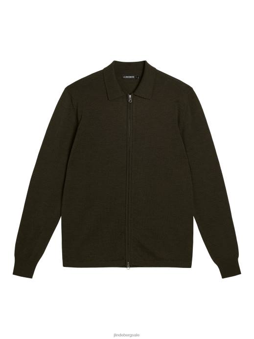 Men J.Lindeberg Forest Green Nyle Merino Zip Cardigan Clothing 8R621010