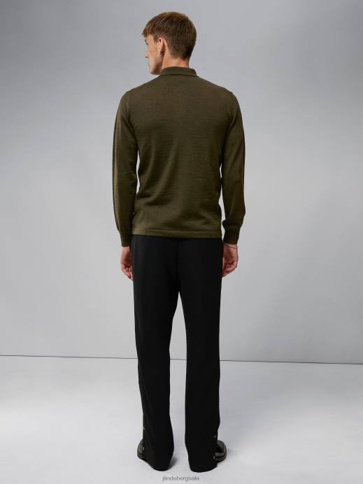 Men J.Lindeberg Forest Green Nyle Merino Zip Cardigan Clothing 8R622316