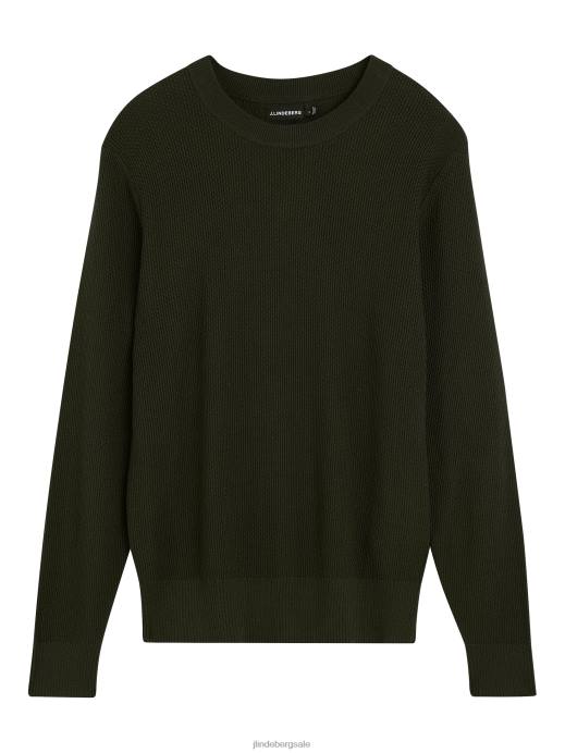 Men J.Lindeberg Forest Green Oliver Structure Sweater Clothing 8R622308