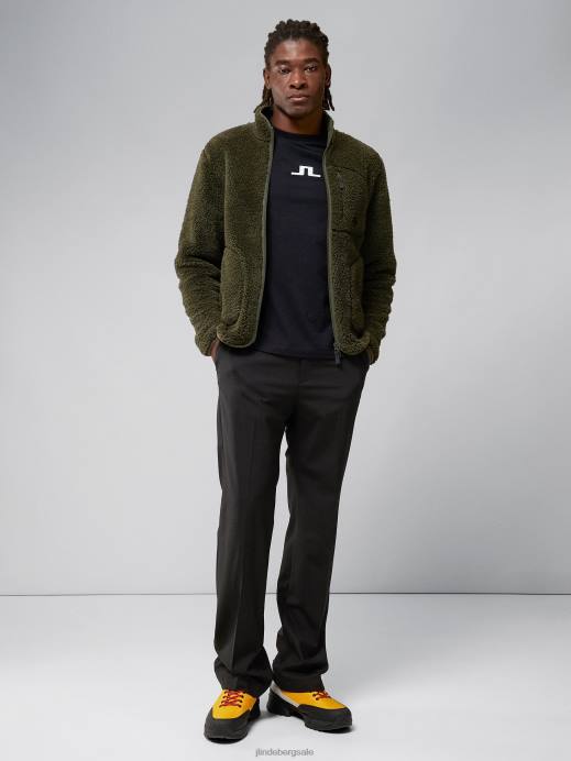Men J.Lindeberg Forest Green Patrik Pile Fleece Jacket Clothing 8R622270