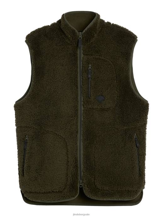 Men J.Lindeberg Forest Green Patrik Pile Fleece Vest Clothing 8R622272