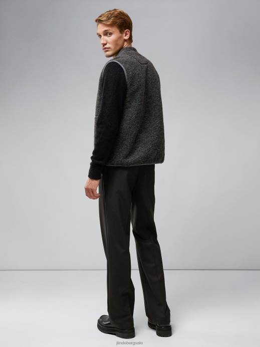 Men J.Lindeberg Grey Melange Duncan Wool Fleece Vest Clothing 8R622329