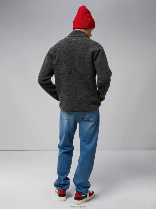 Men J.Lindeberg Grey Melange Dustin Wool Fleece Jacket Clothing 8R622326