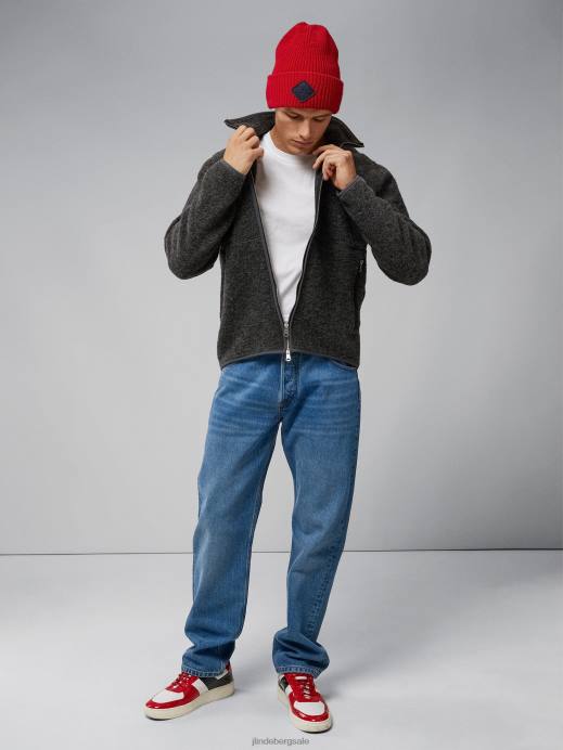 Men J.Lindeberg Grey Melange Dustin Wool Fleece Jacket Clothing 8R622326