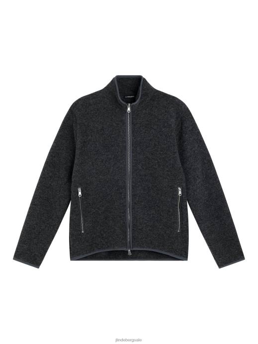 Men J.Lindeberg Grey Melange Dustin Wool Fleece Jacket Clothing 8R622326
