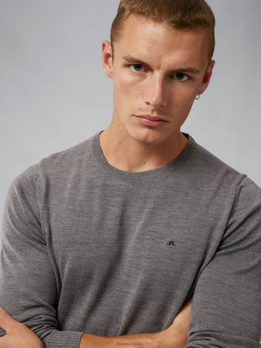 Men J.Lindeberg Grey Melange Lyle True Merino Sweater Clothing 8R621081