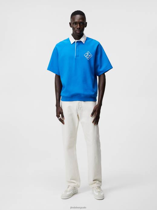 Men J.Lindeberg Lapis Blue Roman Rugby Shirt Clothing 8R621074