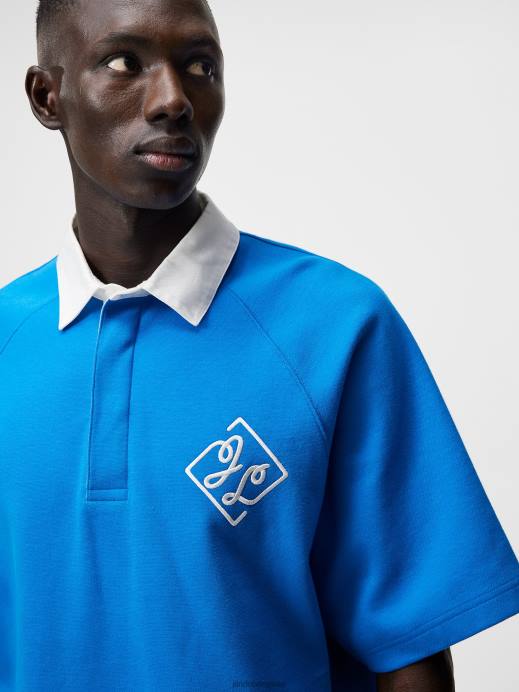 Men J.Lindeberg Lapis Blue Roman Rugby Shirt Clothing 8R621074