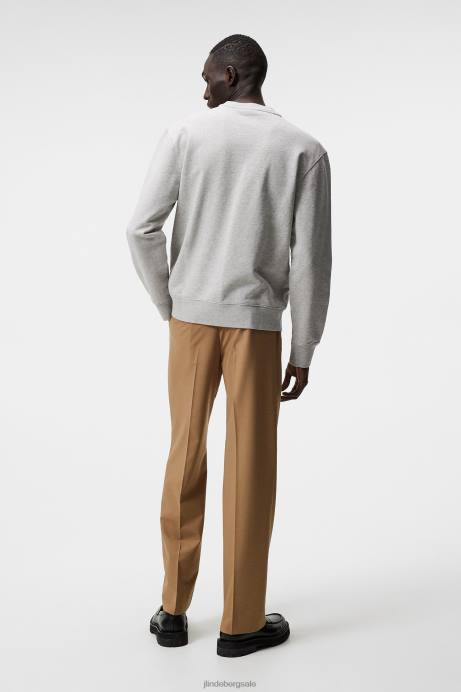 Men J.Lindeberg Light Grey Melange Chip Crew Neck Sweatshirt Clothing 8R621071