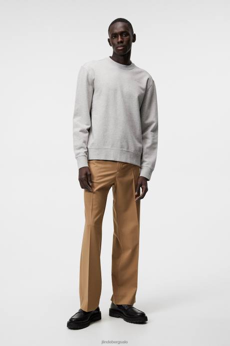 Men J.Lindeberg Light Grey Melange Chip Crew Neck Sweatshirt Clothing 8R621071