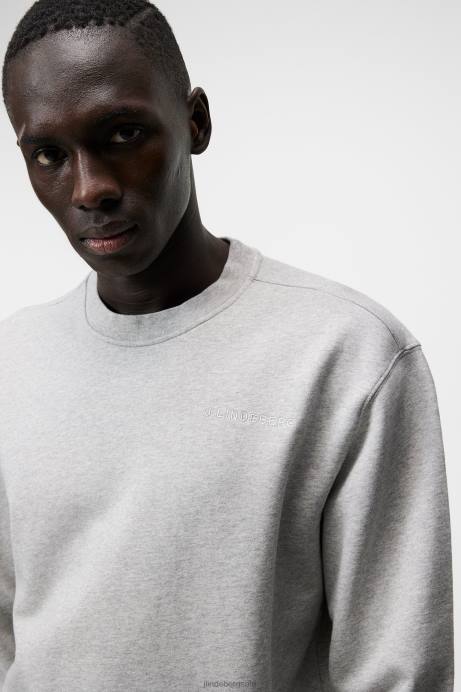 Men J.Lindeberg Light Grey Melange Chip Crew Neck Sweatshirt Clothing 8R621071