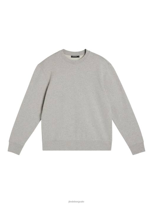 Men J.Lindeberg Light Grey Melange Chip Crew Neck Sweatshirt Clothing 8R621071