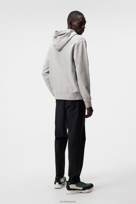 Men J.Lindeberg Light Grey Melange Chip Hoodie Clothing 8R621077