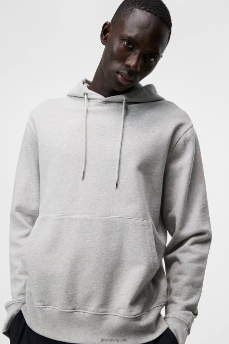 Men J.Lindeberg Light Grey Melange Chip Hoodie Clothing 8R621077