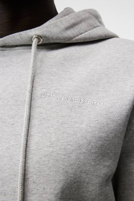 Men J.Lindeberg Light Grey Melange Chip Hoodie Clothing 8R621077