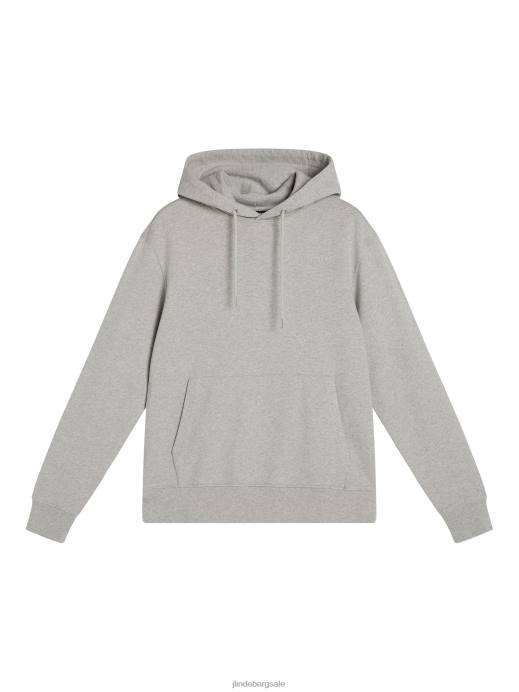 Men J.Lindeberg Light Grey Melange Chip Hoodie Clothing 8R621077