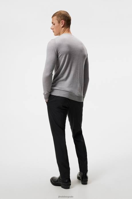 Men J.Lindeberg Light Grey Melange Lyle Light Merino Sweater Clothing 8R621056