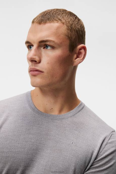 Men J.Lindeberg Light Grey Melange Lyle Light Merino Sweater Clothing 8R621056