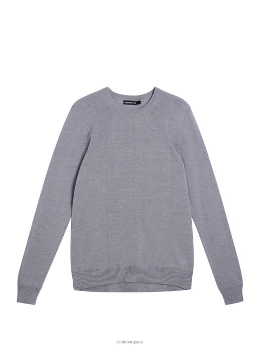 Men J.Lindeberg Light Grey Melange Lyle Light Merino Sweater Clothing 8R621056