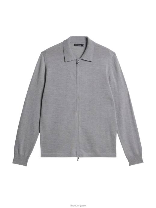 Men J.Lindeberg Light Grey Melange Nyle Merino Zip Cardigan Clothing 8R621011