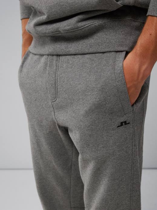 Men J.Lindeberg Mid Grey Melange Cal Sweat Pant Clothing 8R621086