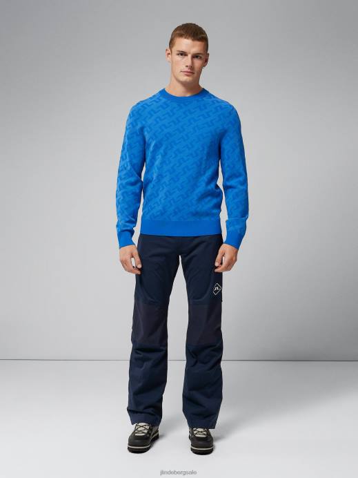 Men J.Lindeberg Nautical Blue Bridge Monogram Sweater Clothing 8R622345