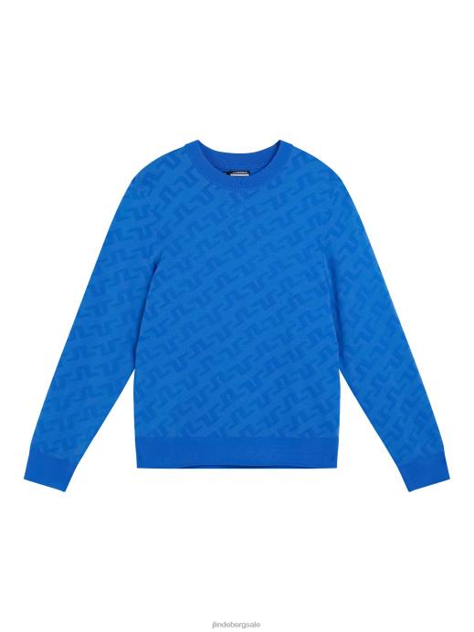 Men J.Lindeberg Nautical Blue Bridge Monogram Sweater Clothing 8R622345