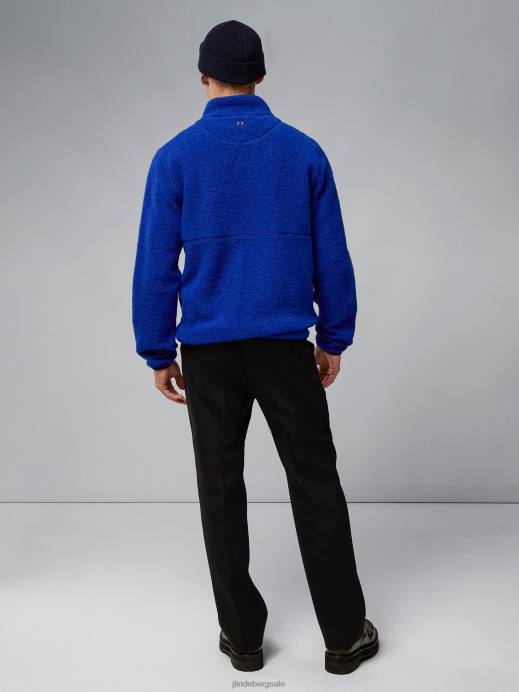 Men J.Lindeberg Nautical Blue Dustin Wool Fleece Jacket Clothing 8R622327