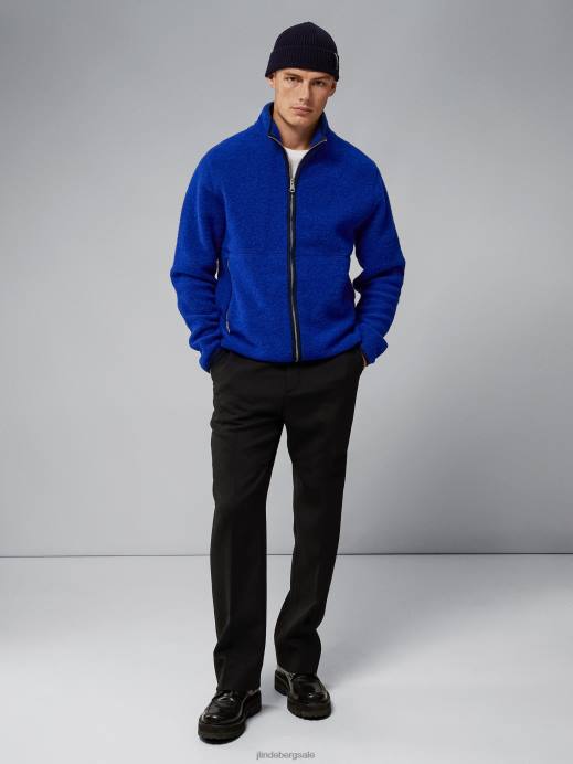 Men J.Lindeberg Nautical Blue Dustin Wool Fleece Jacket Clothing 8R622327