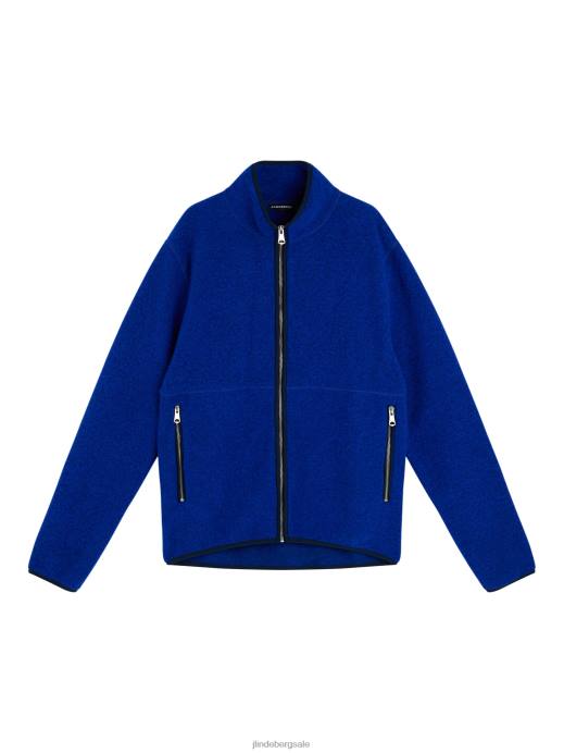 Men J.Lindeberg Nautical Blue Dustin Wool Fleece Jacket Clothing 8R622327