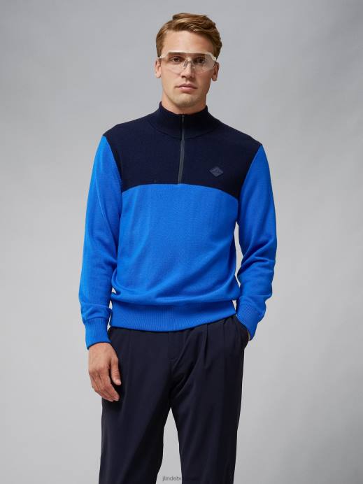 Men J.Lindeberg Nautical Blue Jeff Windbreaker Sweater Clothing 8R622337