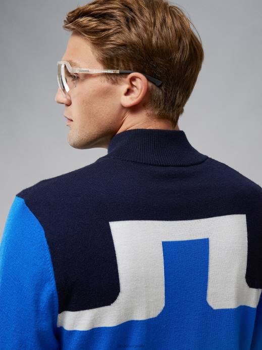 Men J.Lindeberg Nautical Blue Jeff Windbreaker Sweater Clothing 8R622337