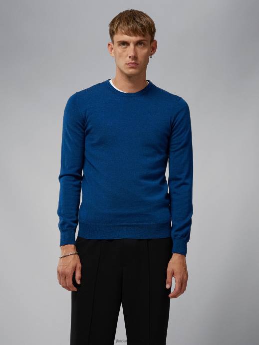 Men J.Lindeberg Nautical Blue Mouline Lyle Merino Sweater Clothing 8R622323