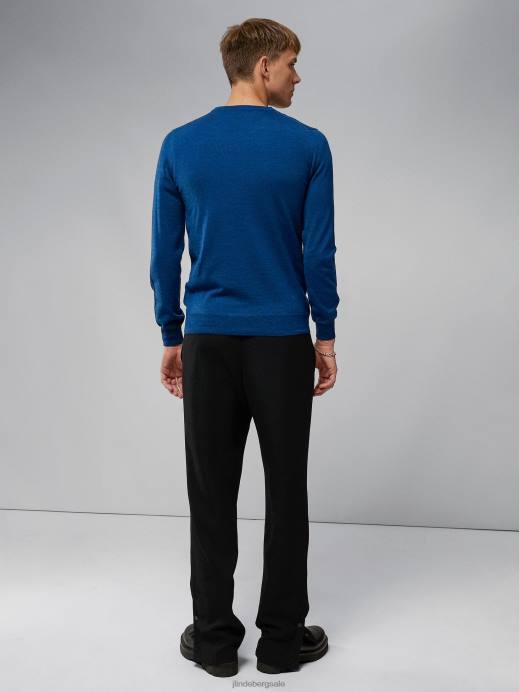 Men J.Lindeberg Nautical Blue Mouline Lyle Merino Sweater Clothing 8R622323